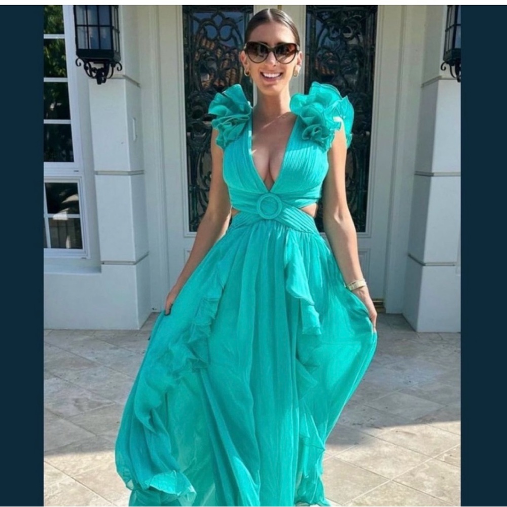 PatBO Teal Ruffled Maxi Dress - Picture 3 of 10